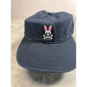 Psycho Bunny Mens Navy Blue Embroidered Logo Baseball Cap Adjustable Hat